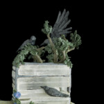 Nikole Cooney, “Seeking Sanctuary”, Epoxy clay, Selenite, Peacock Ore, wood, 24 x 20 x 9 inches, $3,300 (Detail View)
