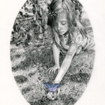 Jessica Mulholland, “I Believe”, Graphite, watercolour and gold acrylic on Fabriano Artistico paper, 6 x 4 inches, $300
