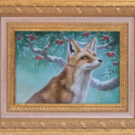 Eeva Nikunen, “Under the Winter Tree”, oil on board, 7 x 5 inches 11 x 9 inches framed, $600 (framed)