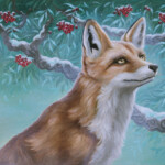 Eeva Nikunen, “Under the Winter Tree”, oil on board, 7 x 5 inches 11 x 9 inches framed, $600