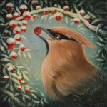 Eeva Nikunen, “Winter Breakfast”, oil on canvas, 4 x 4 inches, 9 x 9 inches framed, $400