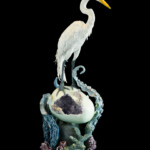 Nikole Cooney, “Unfurl”, Epoxy clay, paper, wood, and amethyst, 24 x 14 x 8 inches, $2,500 (Side View)