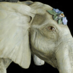 Nikole Cooney, “Seeking Sanctuary”, Epoxy clay, Selenite, Peacock Ore, wood, 24 x 20 x 9 inches, $3,300 (Detail View)
