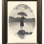 Nicolas Bruno, “Afflitto”, Ink on paper, 5 x 7 inches, Framed 8 3/4 x 8 3/4 inches, $350