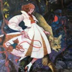 Daria Theodora, “Homecoming”, oil on paper mounted on board, 20 x 16 inches, 25 x 21 inches framed, $1500