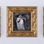 Daria Aksenova, “綾鼓 (Aya no Tsuzumi)”, Pen and Ink on hand cut, suspended, layered paper (Shadowbox), 4.125 inches x 4.125 inches, 6 x 6 x 3 3/4 inched framed, $800 (Framed)