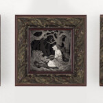 Daria Aksenova, “Fox Hunt”, Pen and Ink on hand cut, suspended, layered paper (Shadowbox), 4.125 inches x 4.125 inches, 6 x 6 x 3 3/4 inches framed, $800 (Framed)