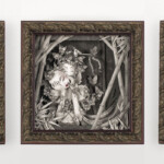 Daria Aksenova, “Metamorphosis”, Pen and Ink on hand cut, suspended, layered paper (Shadowbox), 9.125 x 9.125 inches, 12 x 12 x 3 3/4 inches framed, $2,250 (Framed)