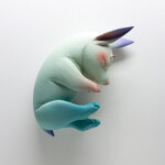 Erika Sanada, "Chikkoi Warrior - REM sleep”, Ceramic, cold finish, 4.5 x 2.5 x 7 inches, $1100 (Side View)