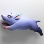 Erika Sanada, "Chikkoi Warrior - sleepflying”, Ceramic, cold finish, 9 x 2.5 x 3.5 inches, $1100 (Side View)