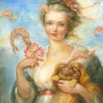 Omar Rayyan, "Pekingese and Prawns”, oil, 18 x 24 inches, $12,000