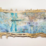 Stephanie Law, "Against the Flow", watercolor, resin, wood, 22 x 9 inches, $1650