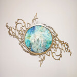 Stephanie Law, "Flourish III: Reach", watercolor, resin, wood, 14 x 19 inches, $895