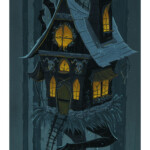 Stephanie Buscema, "Baba Yaga's Hut", Gouache on Arches Watercolor Paper, 16.5 x 7 inches, $1,500