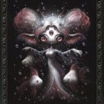 Yoko d’ Holbachie, “Fish Maiden’s Dream”, acrylic on coated board, 18 x 14 inches, $2400