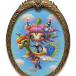 Yoko d’ Holbachie, “New Planet”, acrylic on coated board, 14.5 x 11 inches, $2100