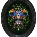 Yoko d’ Holbachie, “Rainbow Night”, acrylic on coated board, 12 x 9.5 inches, $2000