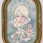 Tracy Lewis, “Talisman”, watercolor with graphite and gouache, 9 x 15 inches, 12 x 18 inches in antique frame with convex glass, $800 (Framed)