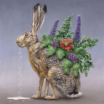 Criminy, "Milk Hare", oil on canvas, 21 x 21 inches, $1,600