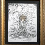 Eddie Scheibel Ehlers, “The Golden Bough”, pen ink and gold ink on Strathmore vellum, 12 x 9 inches, $525