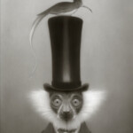 Travis Louie, “Bird Watching Lemur”, acrylic on board, 10 x 8 inches, $3200