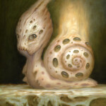 Matt Dangler, "FlameSnail", oil on panel, 12 x 9 inches, $2400