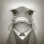 Travis Louie, “Gillie the Fish Whisperer”, acrylic on board, 10 x 8 inches, $3200