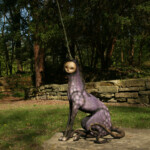 Scott Radke, “Lilac 2”, magic sculpt, wire, foil, wood, burlap and acrylic paint, 39 x 22 inches, $2500