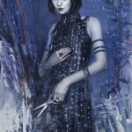 Nadezda, "Silver Cuts", oil on panel, 48 x 24 inches, $3,500