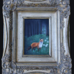 Meadow & Fawn, "Balance", oil on panel, 7 x 5 inches, 13.75 x 11.75 inches framed, $900