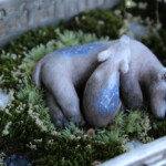 Meadow & Fawn, "Big and Little Dipper", mixed media shadowbox: hand sculpted polymer clay sculptures painted with acrylic paint, 4.25 x 3 x 1.5 inches, $400 (Detail)