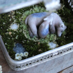 Meadow & Fawn, "Big and Little Dipper", mixed media shadowbox: hand sculpted polymer clay sculptures painted with acrylic paint, 4.25 x 3 x 1.5 inches, $400 (Detail)