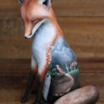 Meadow & Fawn, "Dreaming", sculpture, glass dome: hand sculpted polymer clay sculptures painted with acrylic paint, 7.5 x 5 inches, 10 x 8 inches framed, $1,600