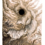 Adam Oehlers, "Eclipse", watercolour, pen and pencil on 250gsm paper, 10.5 x 7.5 inches, 17.6 x 14.5 inches framed, $750
