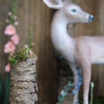 Meadow & Fawn, "From the Stars", mixed media wooden shadowbox: hand sculpted polymer clay sculptures painted with acrylic paint, 8 x 5 x 8 inches, $850 (Detail)