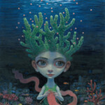 Thomas Ascott, "Full Moon Ascension", oil on panel, 10 x 8 inches, 15 x 13 inches framed, $1,750