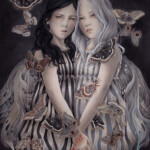Yuriko Shirou, "Amor (Love)", mixed media, watercolor, acrylic, gouache, inks, markers, pastel and colored pencils on cardboard, 14.6 x 10.6 inches, $640