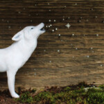 Meadow & Fawn, "The Howl", mixed media wooden shadowbox: hand sculpted polymer clay sculptures painted with acrylic paint, 3.5 x 12 x 5 inches, $550 (Detail)
