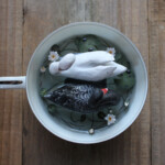 Meadow & Fawn, "Interconnected", mixed media: epoxy resin, porcelain teacup, glass dome, 5 x 3.75 x 3 inches, 8 x 6.5 inches framed, $740 (Detail)