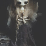 Mahlimae, "Hekate/Key-bearer", stone clay, black moonstone, feathers, hand dyed textiles, rabbit fur, alpaca fibres, diodon nichthemerus barbs, rattus norvegicus bones/teeth, silk twine, 6.69 inches, $600