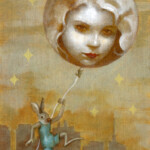 Deirdre Sullivan-Beeman, "Moon Ballon Girl", oil and egg tempera on linen panel, 7 x 5 inches, 9.5 x 7.5 inches framed, $600