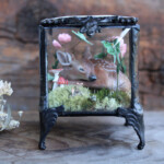 Meadow & Fawn, "Rhythm of the Luna", mixed media shadowbox: hand sculpted polymer clay sculptures painted with acrylic paint, 2.5 x 2.5 x 3 inches, $500
