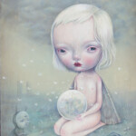 Dilka Bear, "Moonchild", oil on panel, 10.6 x 8.7 inches, $1,600