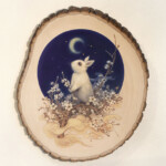 Phoenix Chan, "Branches #25", gouache and color pencils on wood, 13.5 x 11.25 inches, $320