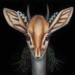 Jean Pierre Arboleda, "Dik-dik", oil on wood, 6 x 6 inches, $900