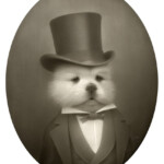 Travis Louie, "Mr. Chow", acrylic on board, oval frame convex glass, 14 x 11 inches, $5,250