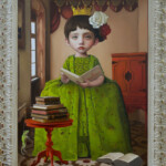 Olga Esther, "The suicide of the Prince Charming: The Philosopher Princess", oil on panel, 27.5 x 19.68 inches, $3,000 (Framed)