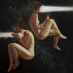 Ania Tomicka, “Dissonance”, oil on wood, 15.7 x 19.6 inches, $1600