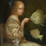 Omar Rayyan, “Feeding the Fish”, oil on panel, 18 x 24 inches, $14,000