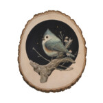 Phoenix Chan, "Branches #27", gouache and color pencils on wood, 11.5 x 9.75 inches, $300
